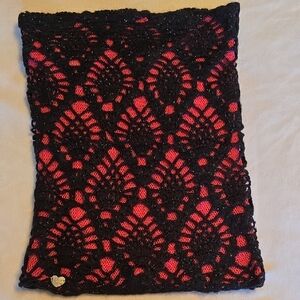 Betsey Johnson Black and Red Lace Scarf
